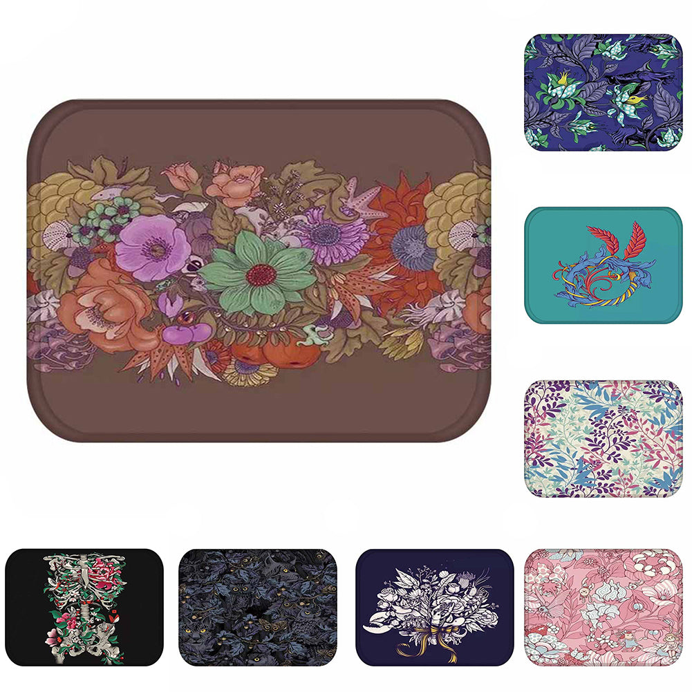 40*60cm Living Room Flower Print Rug Doormat Anti-skid Floor Carpet Home Decor