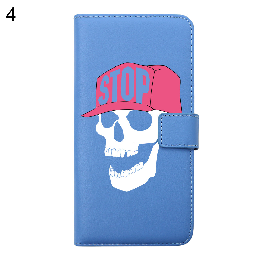 Faux Leather Cool Skull Flip Stand Wallet Case Cover for iPhone 7 7 Plus 6 Plus