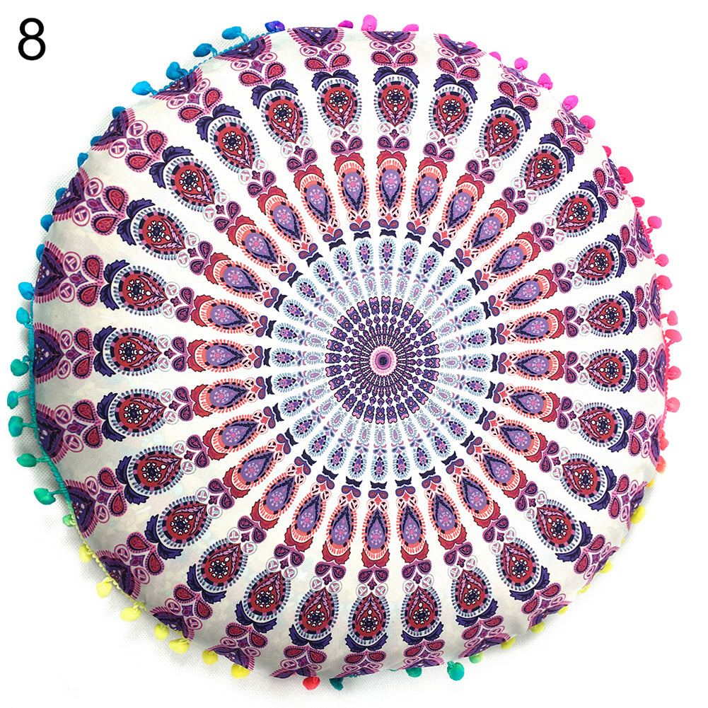 Indian Mandala Floor Round Pillow Case Meditation Boho Cushion Cover Decoration