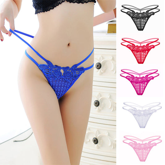 Women Lace Flower G-string Briefs Underwear Panties Solid Color Low Rise Thong