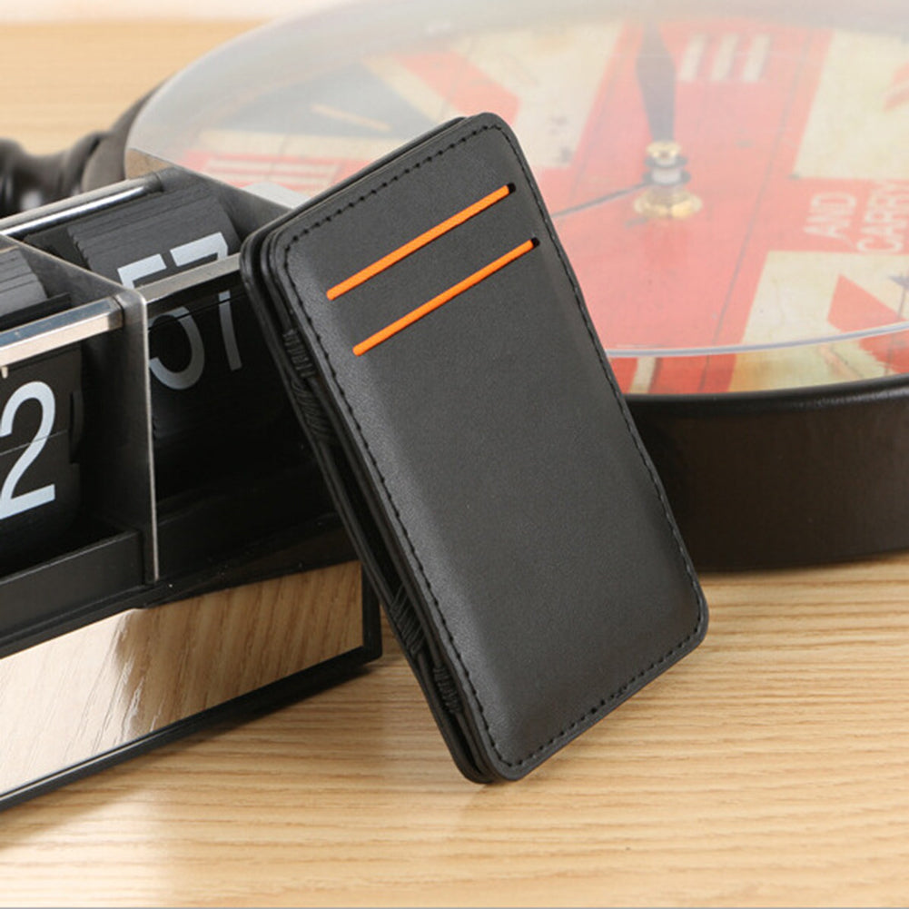 Men's Faux Leather Money Clip ID Credit Card Holder Business Pocket Wallet Purse