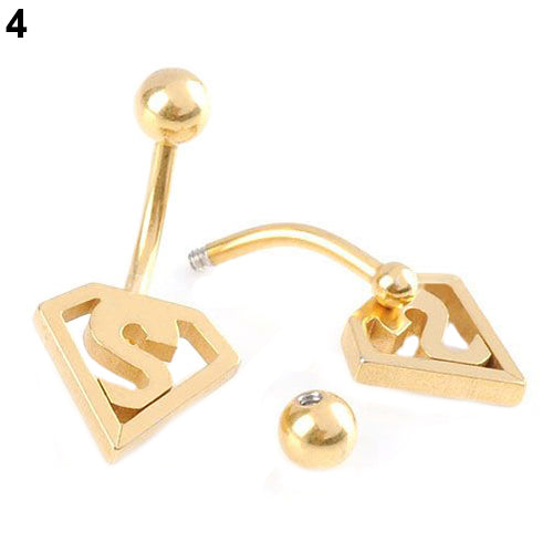 Stainless Steel Bat Ball Belly Navel Ring Button Barbell Body Piercing Jewelry