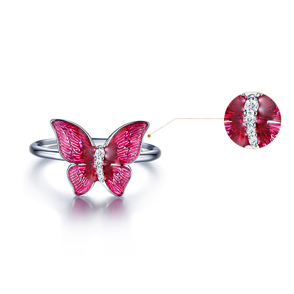 Fashion Butterfly Shiny Rhinestone Ring Women Party Cocktail Jewelry Charm Gift