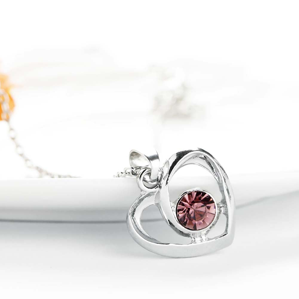 Fashion Hollow Rhinestone Heart Pendant Women Adjustable Chain Necklace Jewelry