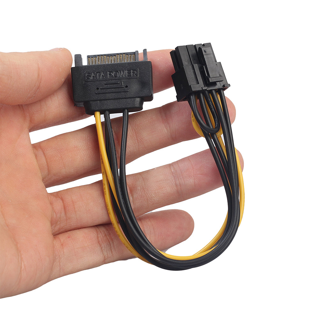 Single SATA 15pin to 8pin(6+2) PCI-E PCI-Express Power Supply Adapter Cable Cord