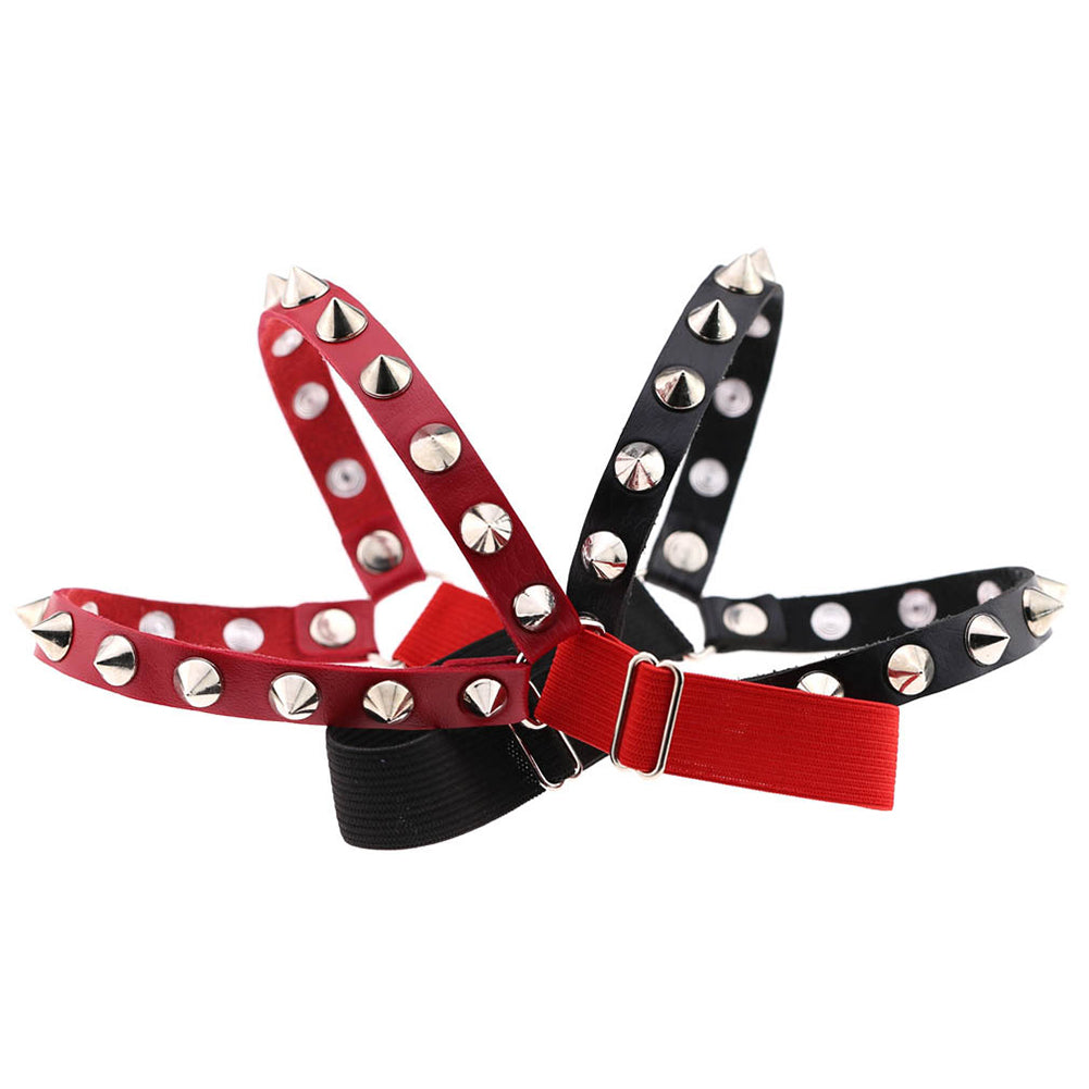 Fashion Punk Women Faux Leather Rivet Spike Sexy Leg Ring Stocking Body Jewelry