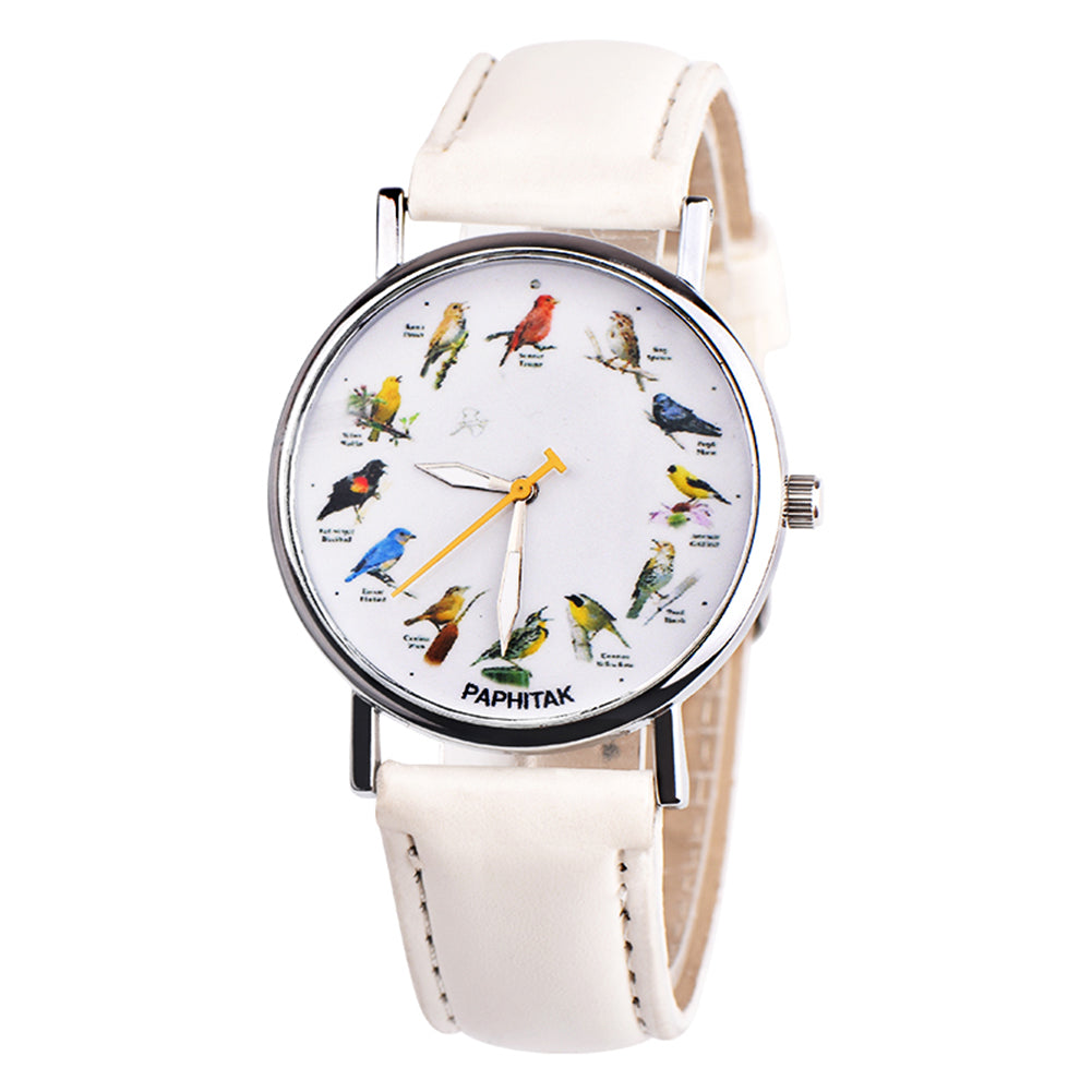 Fashion Birds Animal Round Dial Quartz Analog Women Date Shopping Wrist Watch