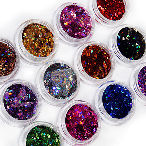 12 Colors Nail Art Rhombus Glitter Shape Sequins Powder Decoration Tips DIY