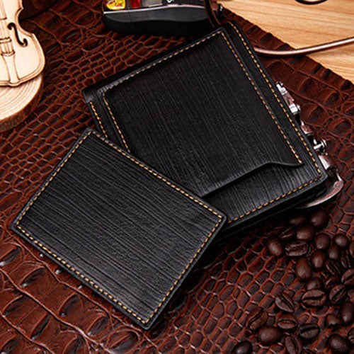 Men's Faux Leather Bifold Credit Card Slots Wallet