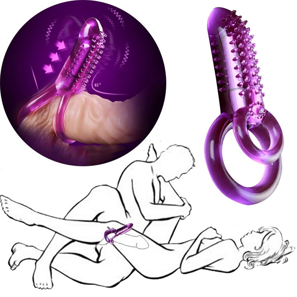 Double Circle Ejaculation Delay Penis Cock Ring Clit Stimulator Vibrator Sex Toy
