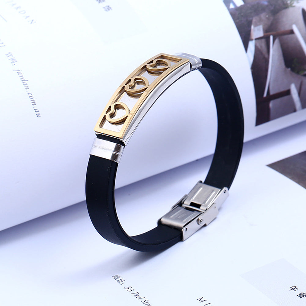 Punk Swirl Carving Men Fashion Stainless Steel Adjustable Bracelet Wristband