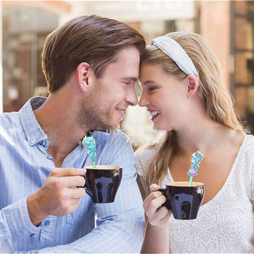 A Pair of Boy and Girl Stainless Steel Coffee Tea Cup Mixing Spoon Drinks Decor