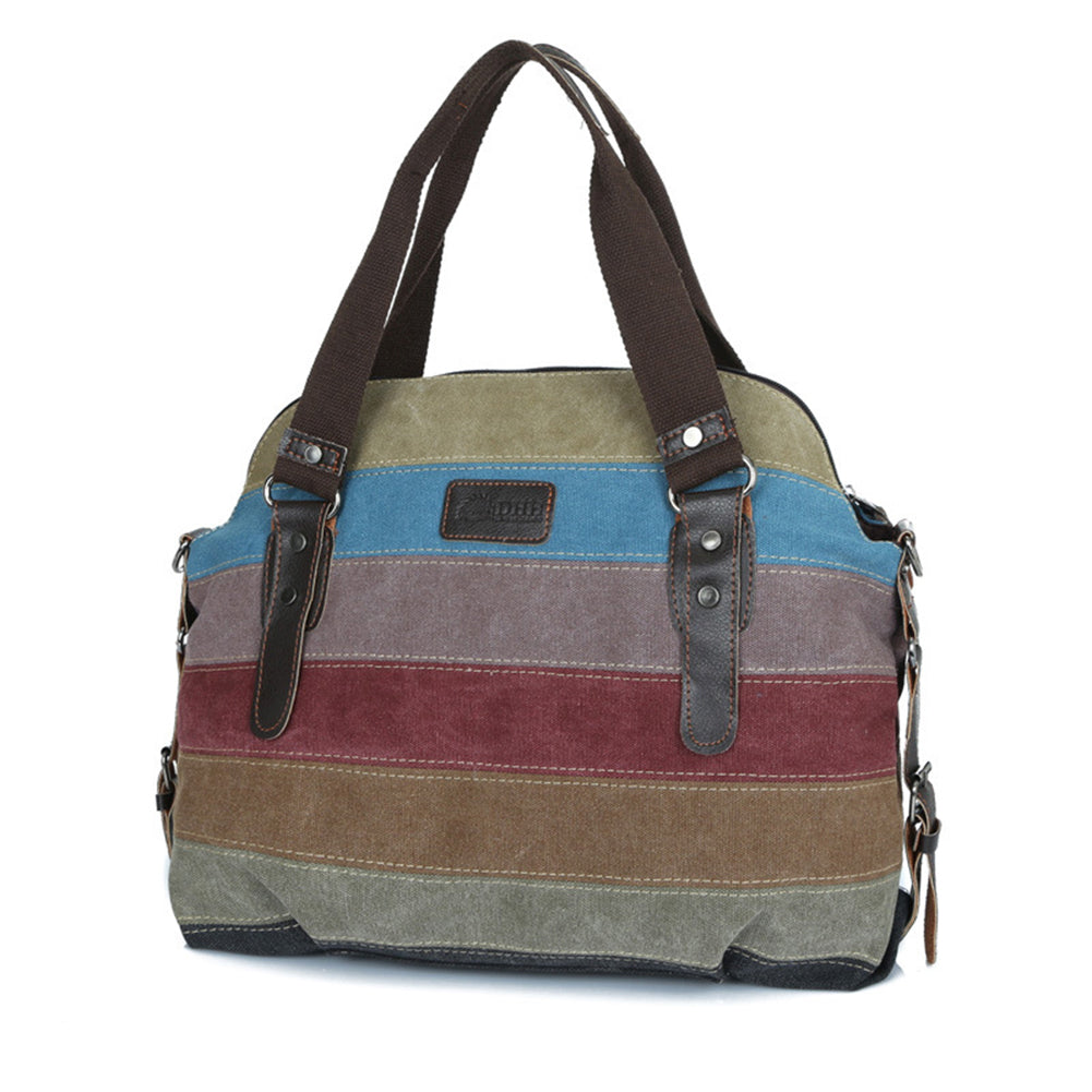 Fashion Women Canvas Large Shoulder Bag Stripes Crossbody Tote Handbag Purse