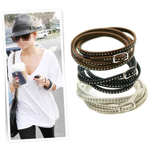 Fashion Women Men Punk Multilayer Faux Leather Rivet Bracelet Bangle Jewelry