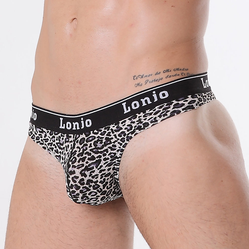 Sexy Men Breathable Thong Underwear Briefs Bulge Pouch Leopard Underpants