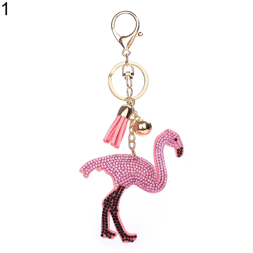 Full Rhinestones Unicorn Flamingo Tassels Key Chain Keychain for Bag Car Handbag