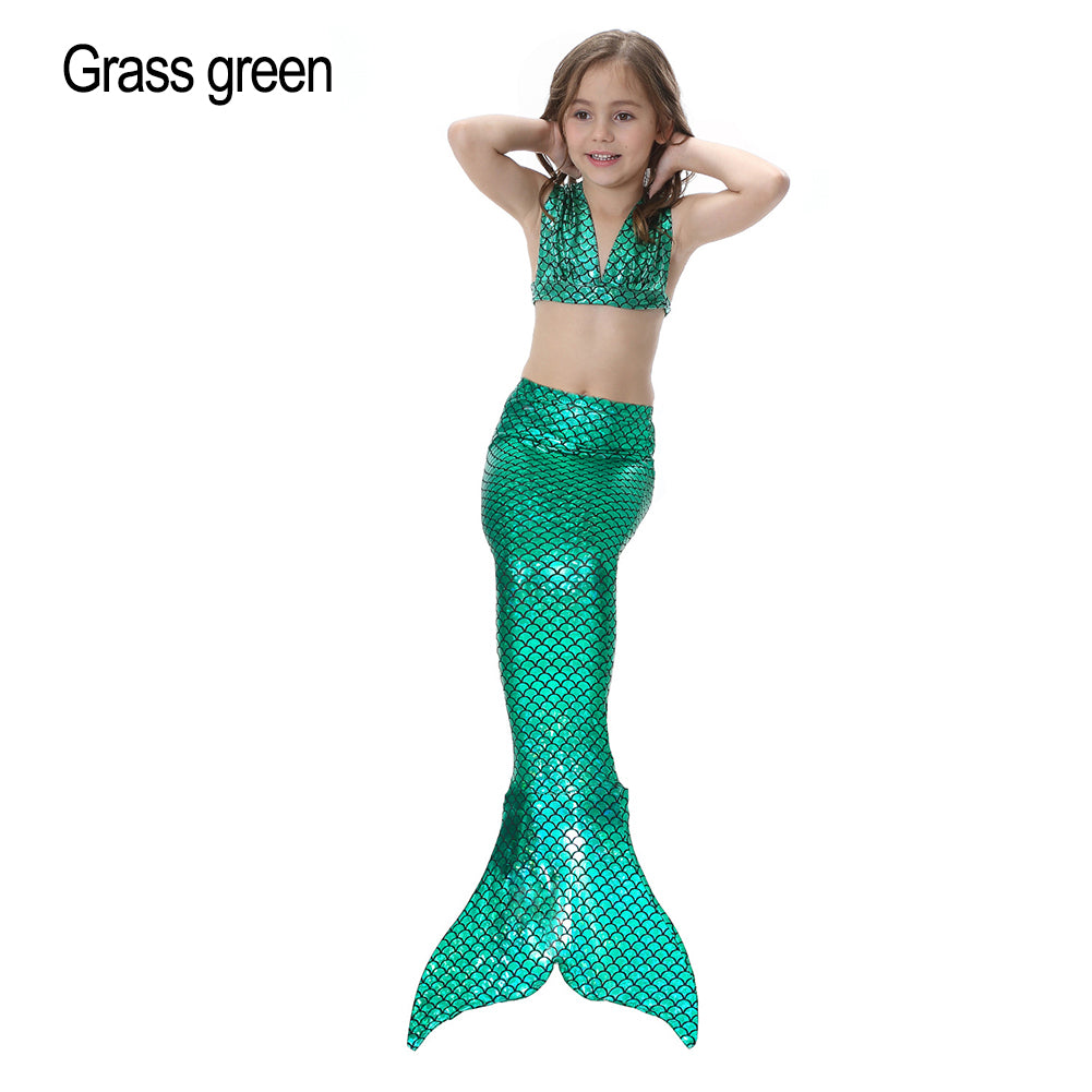 Little Girls Swimming Mermaid Tail Cosplay Swim Bikini Set Costume Sexy Swimwear