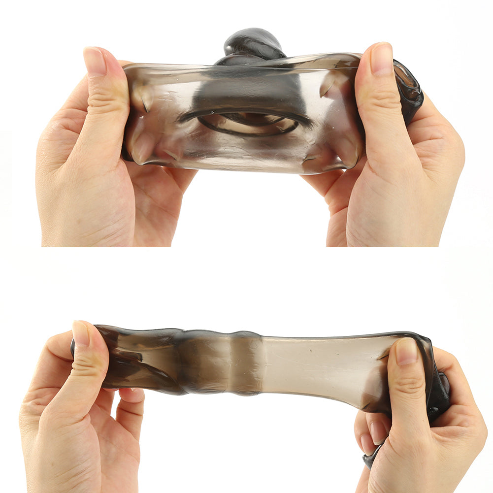 Clear Men's Penis Sleeve Extension Vibration Delay Impotence Male Adult Sex Toy