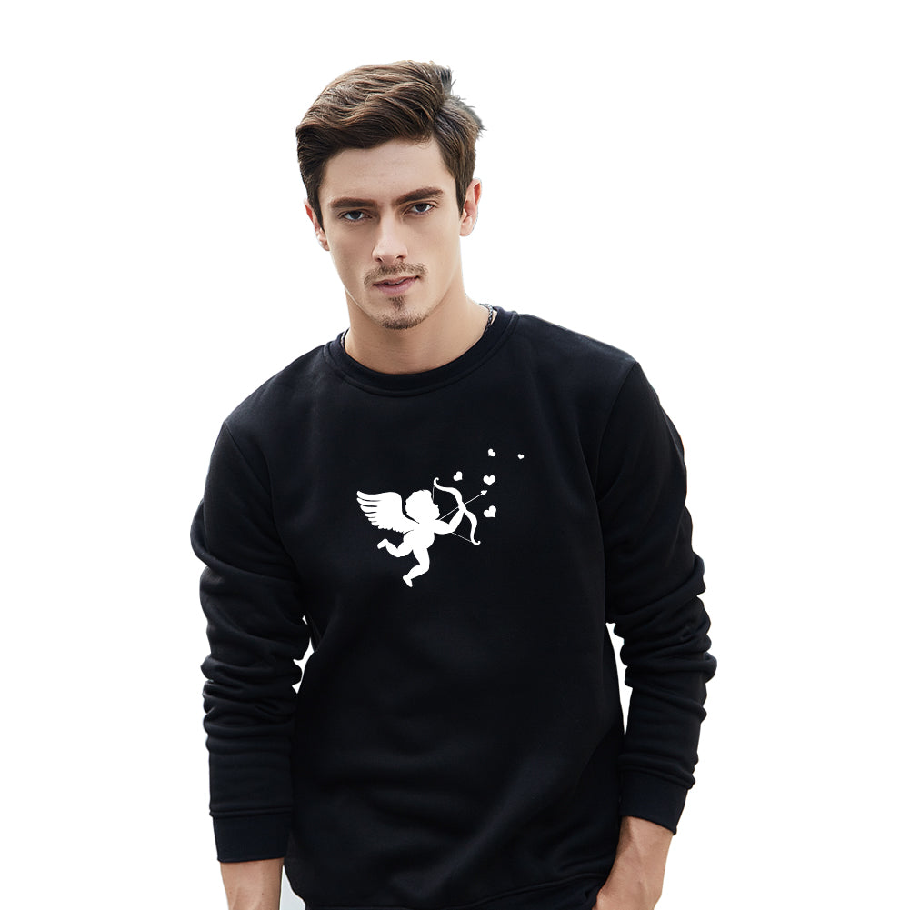 Cupid Pattern Women Men Warm Pullover Crew Neck Long Sleeve Sweatshirt Top