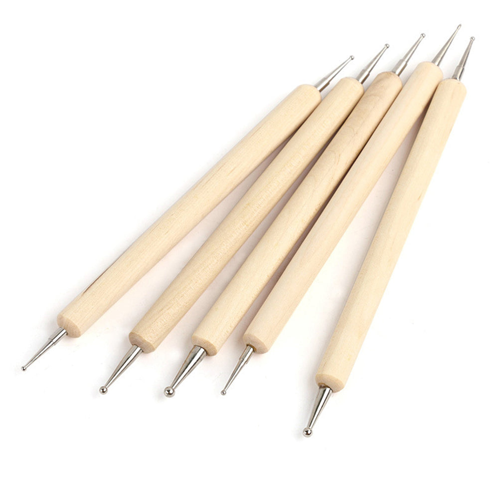5Pcs/Set Pro 2-Way Wooden Nail Art Dotting Dot Pen Painting DIY Manicure Tools