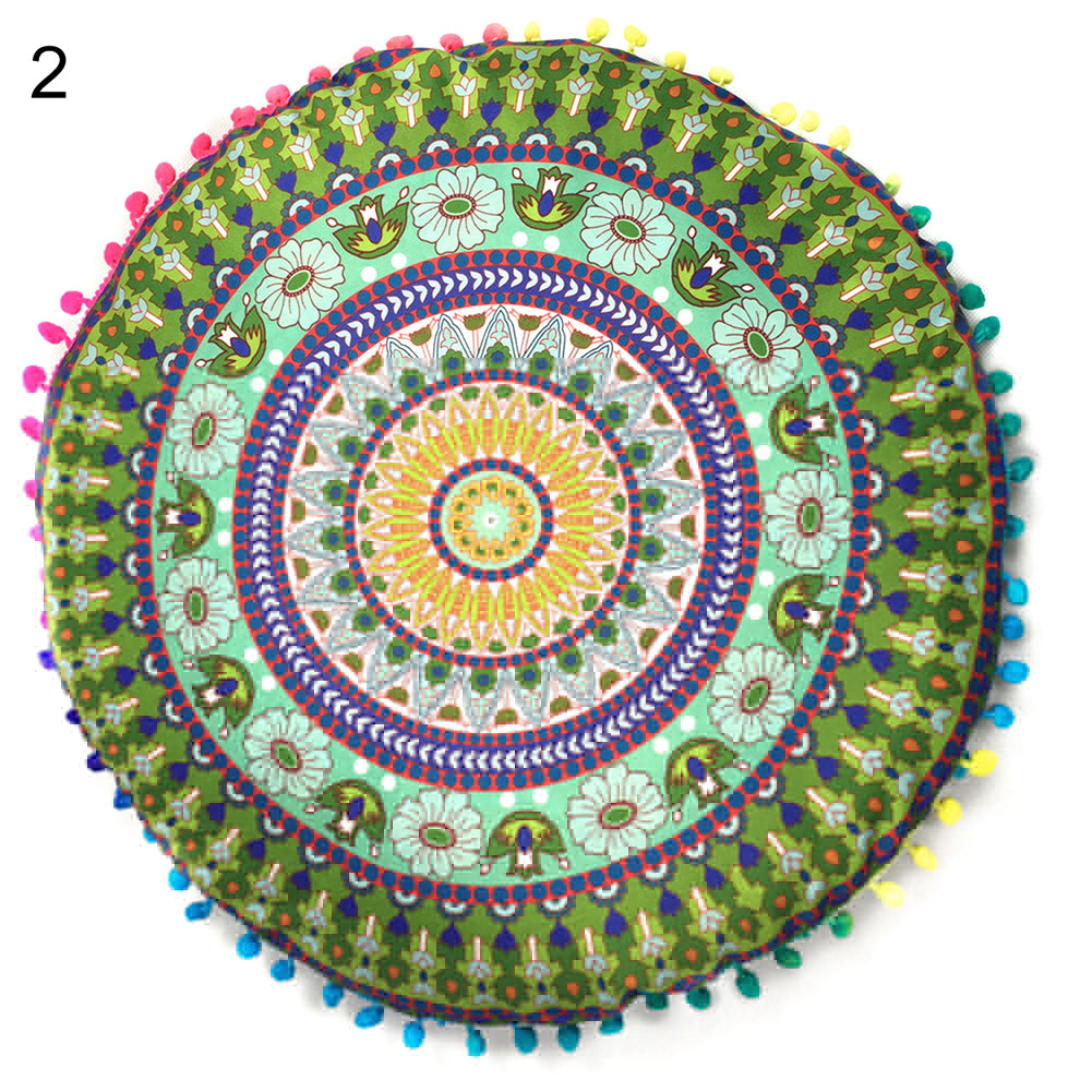 Indian Mandala Floor Round Pillow Case Meditation Boho Cushion Cover Decoration