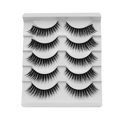 Women 5 Pairs Luxury Makeup 3D False Eyelashes Cross Natural Long Eye Lashes
