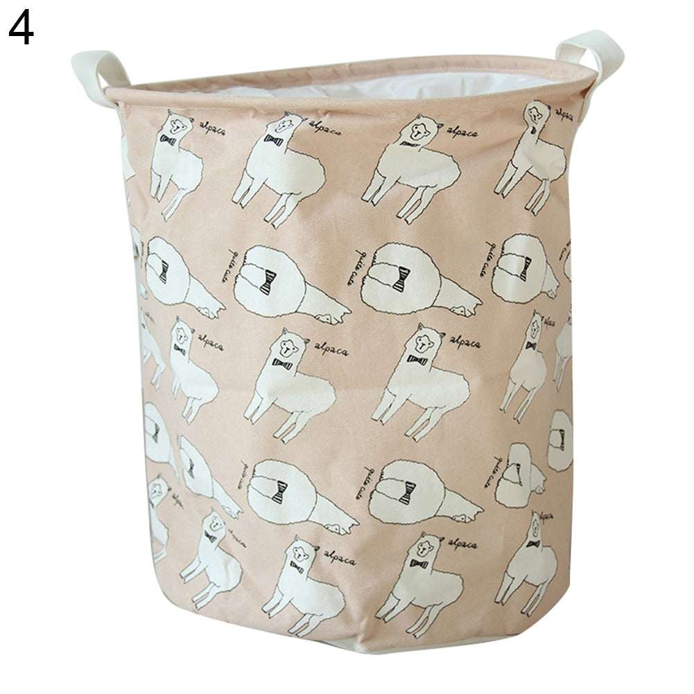 Cartoon Pattern Laundry Basket Home Washing Sorter Hamper Cotton Storage Bag