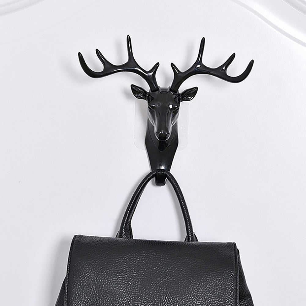 Fashion Deer Head Antlers Self Adhesive Keys Hat Holder Wall Door Hook Hanger