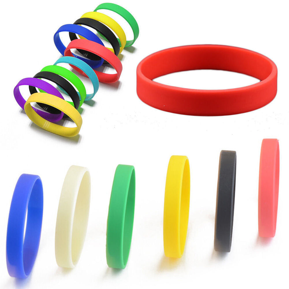 2 Pcs Men Women Silicone Wristbands Solid Color Sports Bracelet Bangle Gift