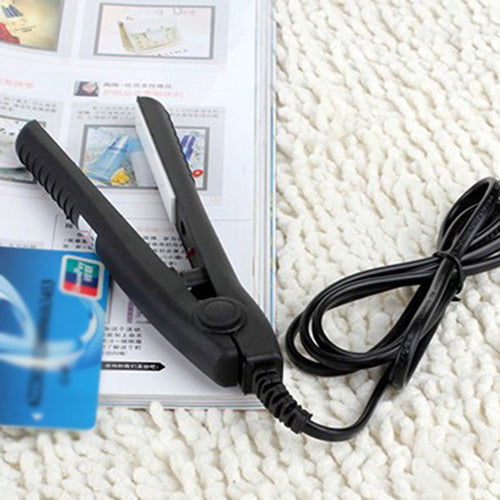 US Plug Mini Travel Ceramic Hair Crimper Curl Straightener Flats Iron Perm Splint