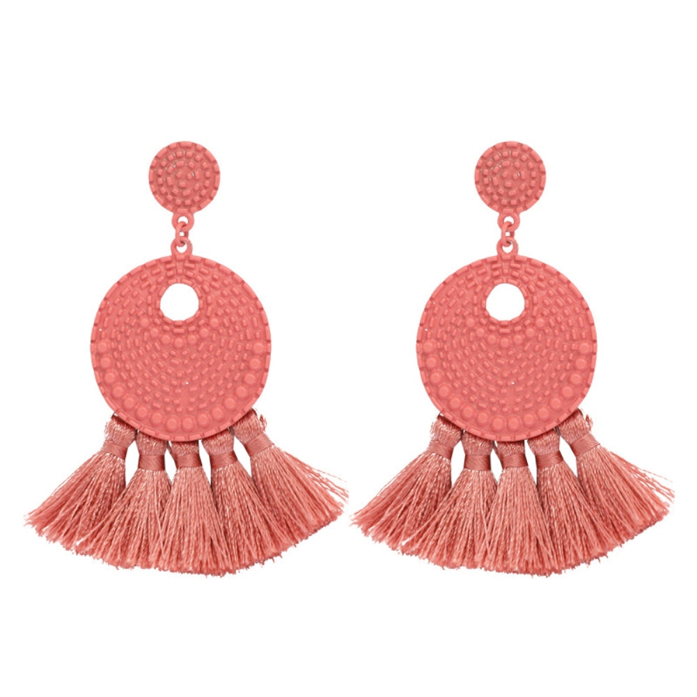 Vintage Round Tassel Earrings Club Party Accessory Women Jewelry Birthday Gift