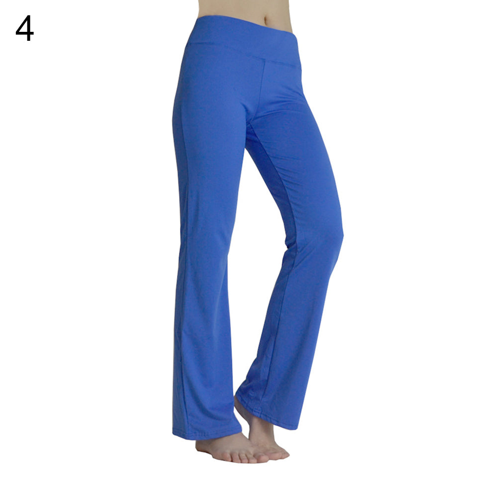 Solid Color Elastic Women's Gym Fitness Yoga Casual Loose Long Pants Trousers