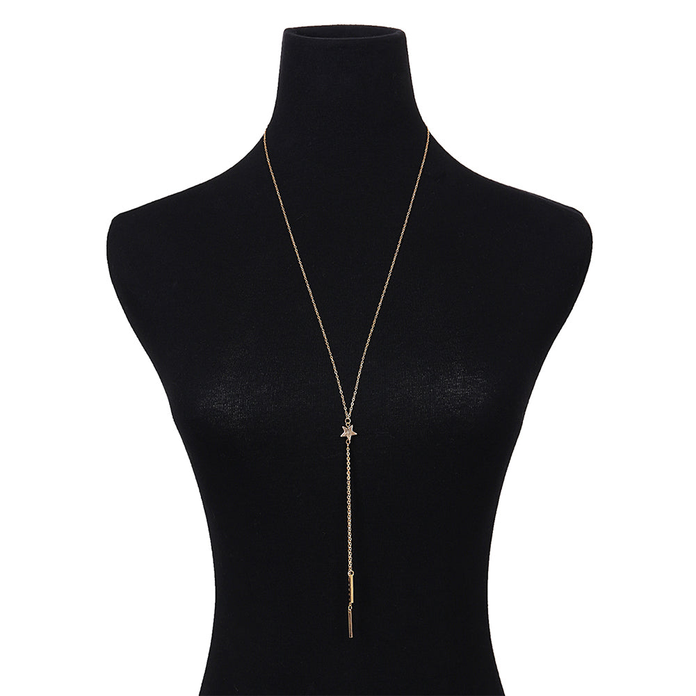 Women Sexy Star Bar Pendant Long Tassel Back Necklace Bikini Party Body Chain