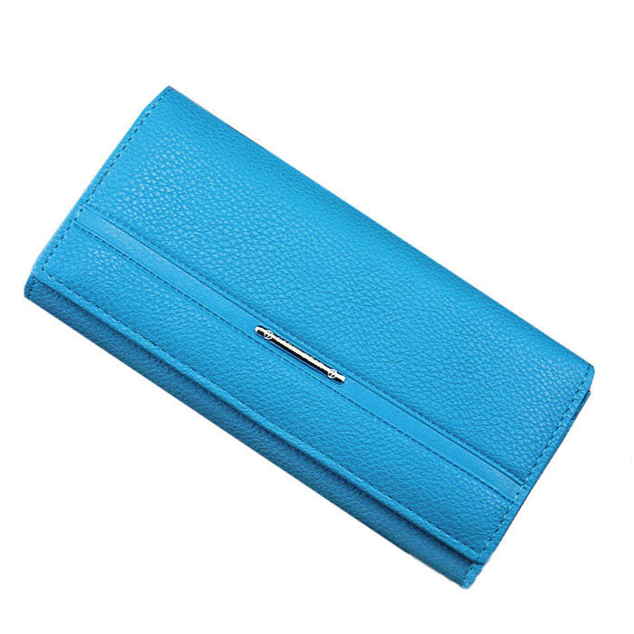 Fashion Lady Women Classic Purse Clutch Wallet Bags PU Handbag Blue