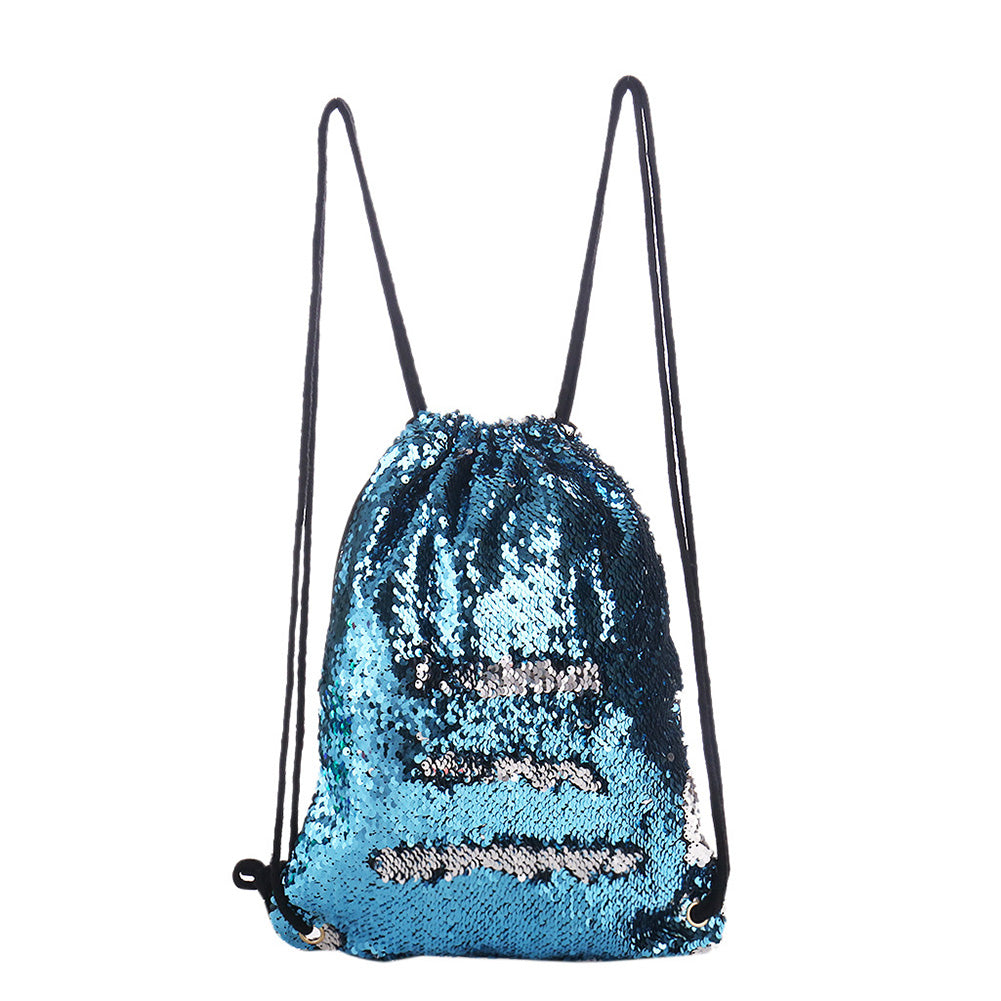 Bling Sequins Travel Sport Backpack Fashion Women Drawstring Shoulder Bag