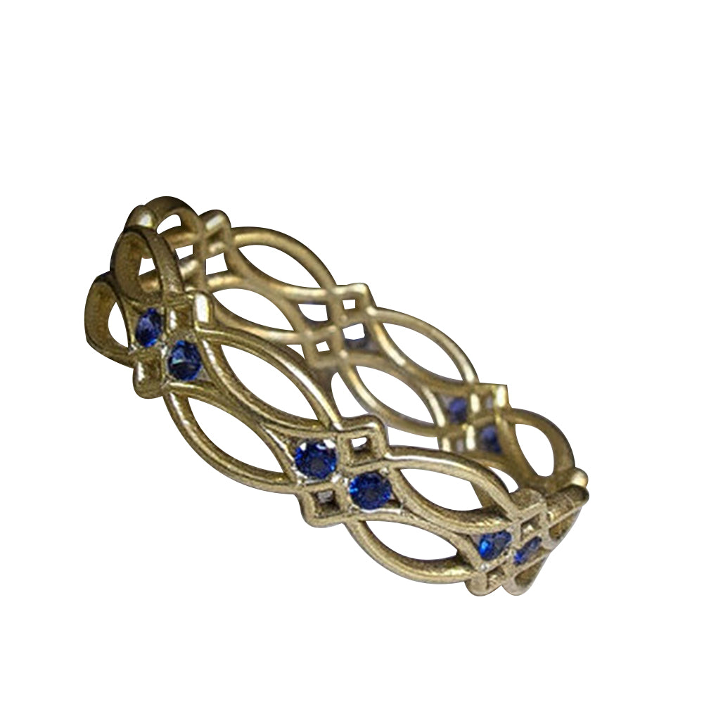 Fashion Hollow Inlaid Rhinestone Wavy Finger Ring Party Club Women Jewelry Gift