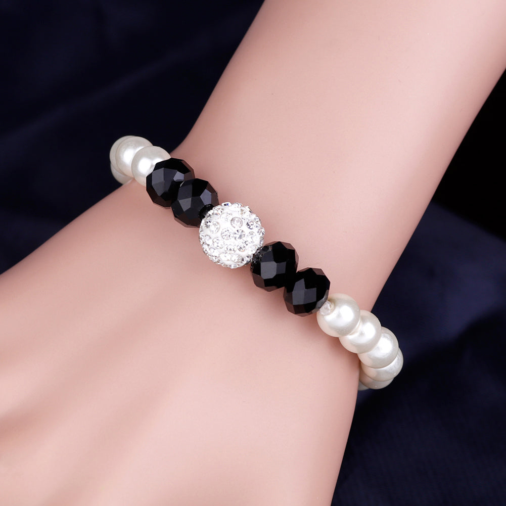 Elegant Imitation Pearls Necklace Earring Bracelet Jewelry Set Women Party Gift