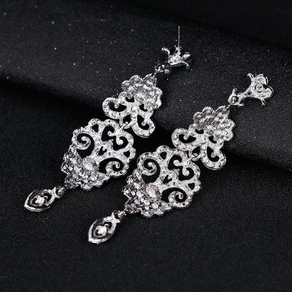 Fashion Hollow Rhinestone Pendant Earrings Bride Wedding Party Jewelry Gift