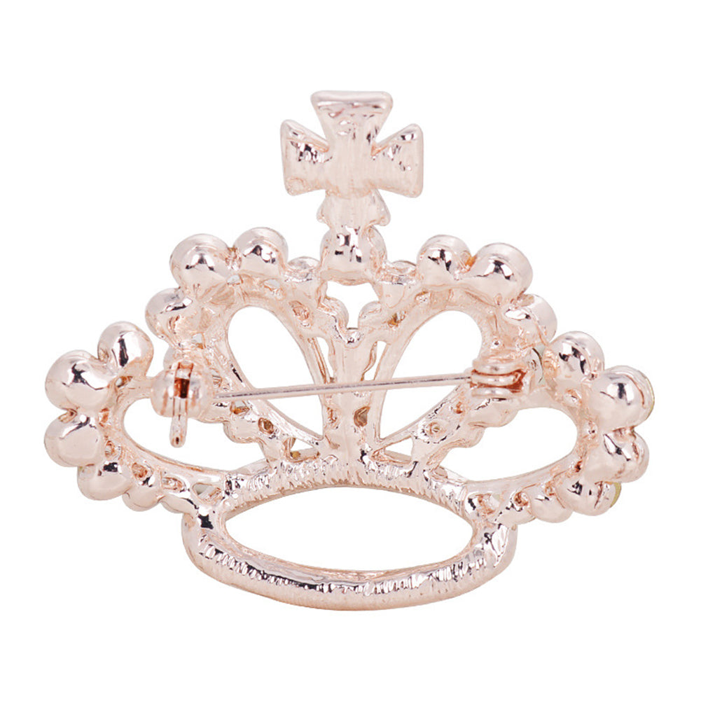 Shiny Rhinestone Crown Shape Fashion Women Brooch Pin Evening Party Jewelry Gift