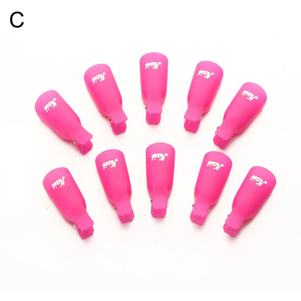 10Pcs Plastic Nail Soak Off UV Gel Art Polish Remover Wrap Gelish Clip Caps