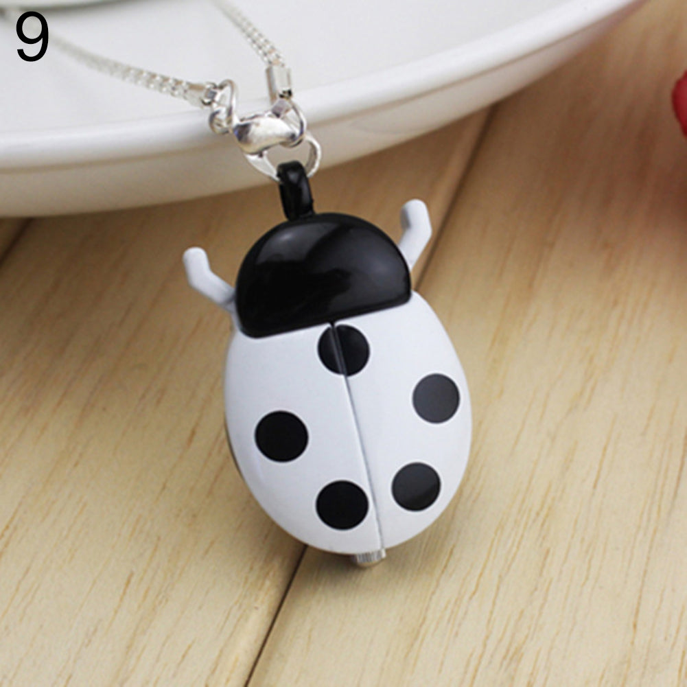 Retro Beetle Ladybug Shape Quartz Pocket Watch Necklace Pendant Unisex Gifts