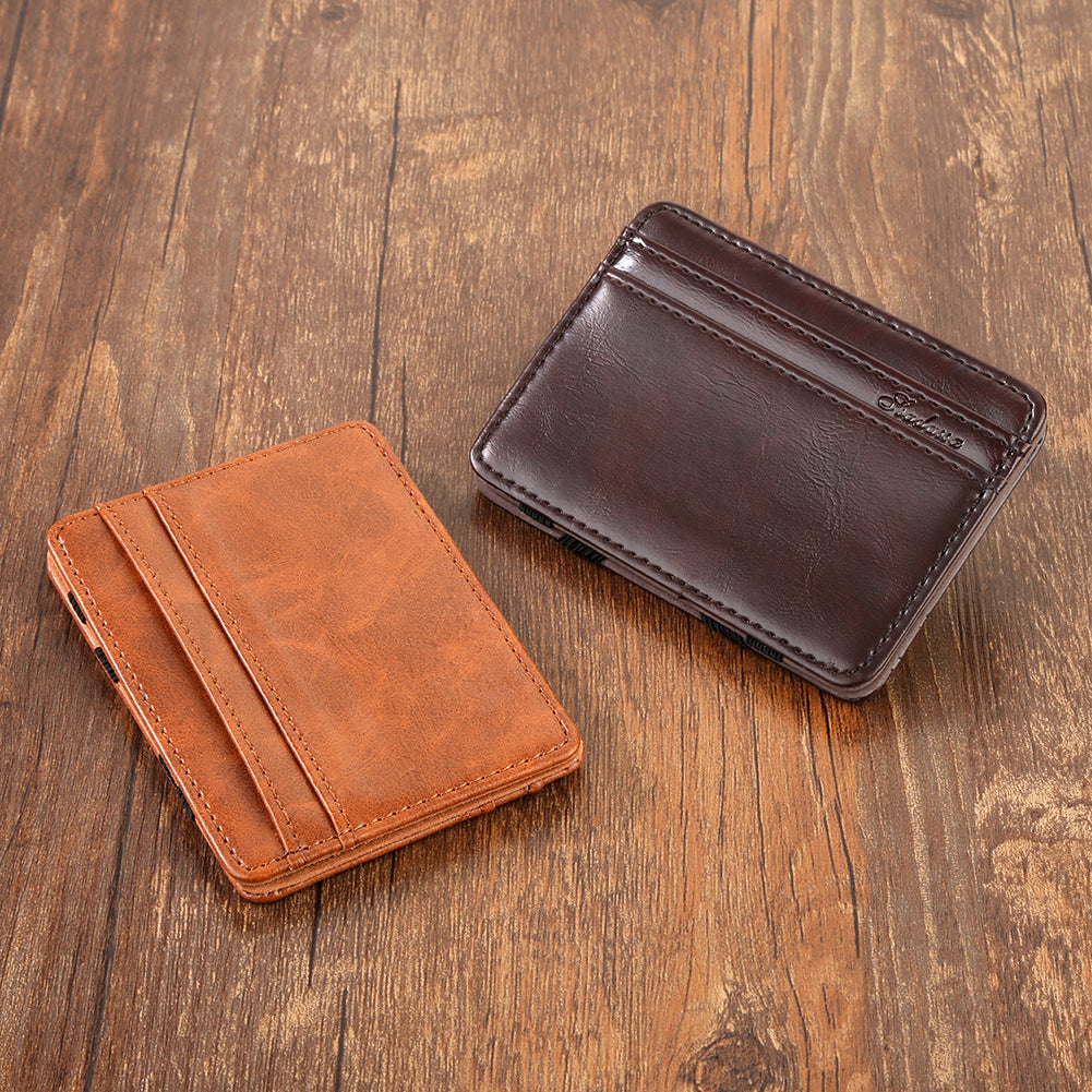 Men's Fashion Magic Faux Leather Slim Wallet Money Clip Card Holder Purse