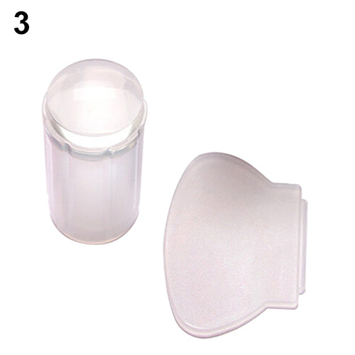 Clear Nail Art Jelly Stamper Stamp Scraper Set Polish Stamping Manicure Tools