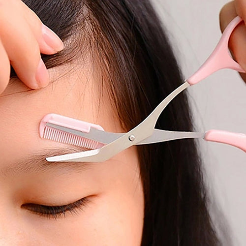 Women's Eyebrow Trimmer Comb Eyelash Hair Scissors Cutter Remover Makeup Tool