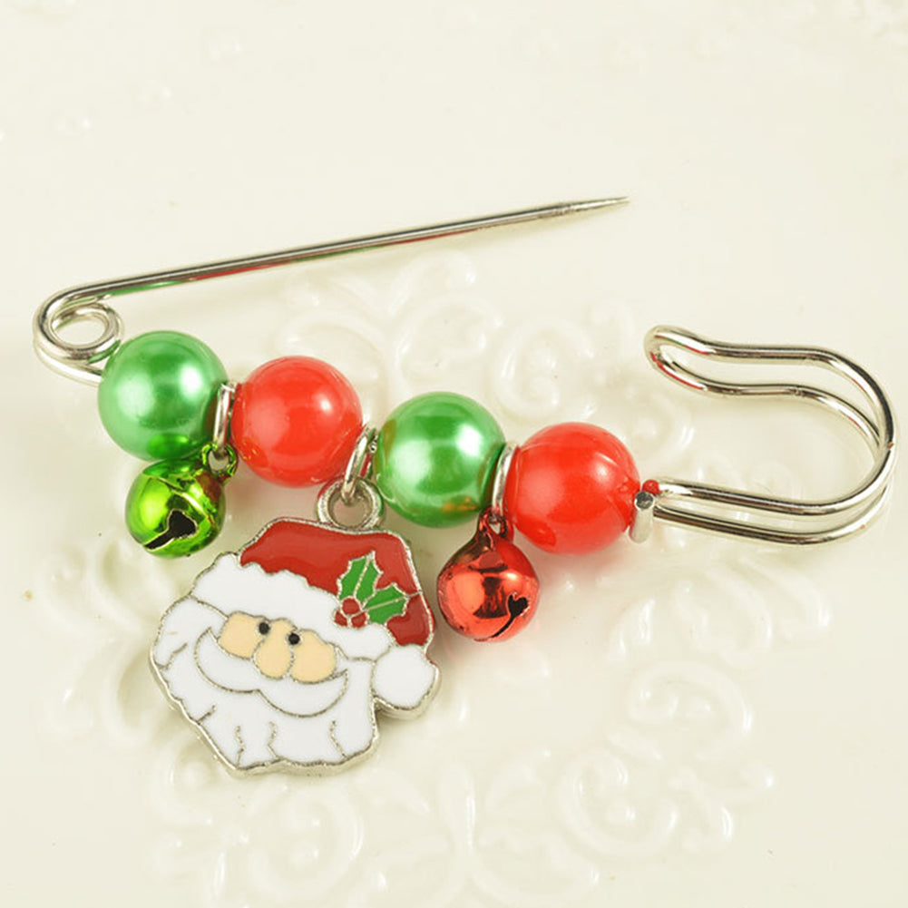 Handcraft Gift Santa Claus Christmas Tree Pattern Small Bell  Cute Brooch Pin