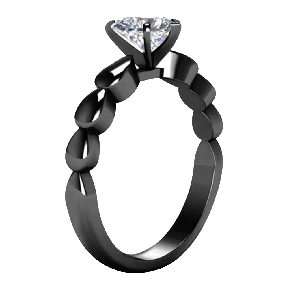 Love Heart Cubic Zirconia Shiny Bride Princess Wedding Engagement Ring Jewelry