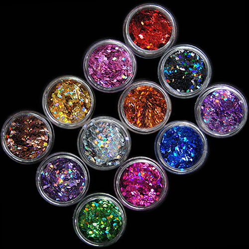 12 Colors Nail Art Rhombus Glitter Shape Sequins Powder Decoration Tips DIY