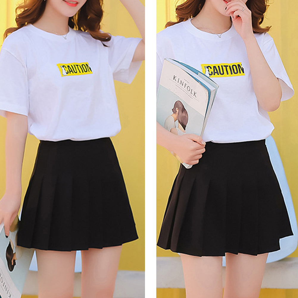 Fashion Women Mini Pleated Solid Color High Waist Tennis Skater Short Skirt Gift