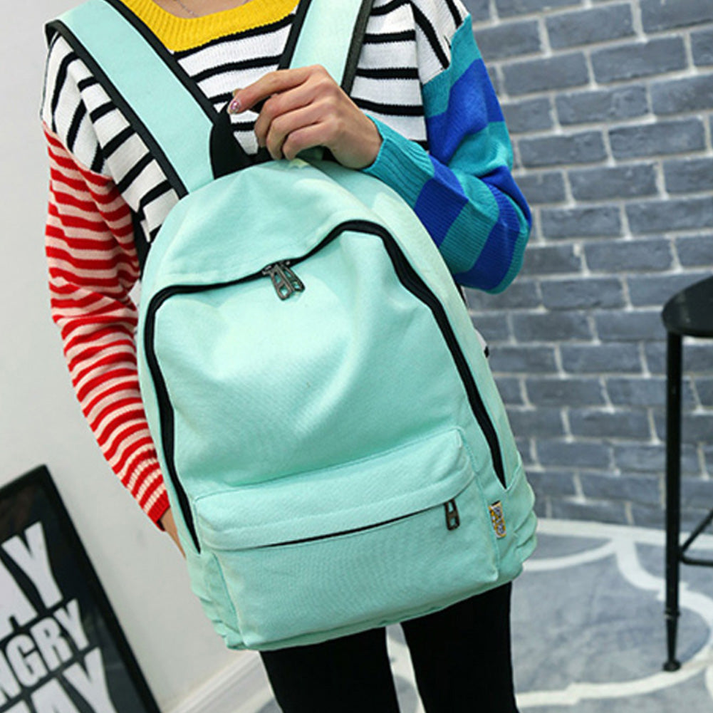 Simple Canvas Students Women Girl Backpack Rucksack School Shoulder Bag Bookbag