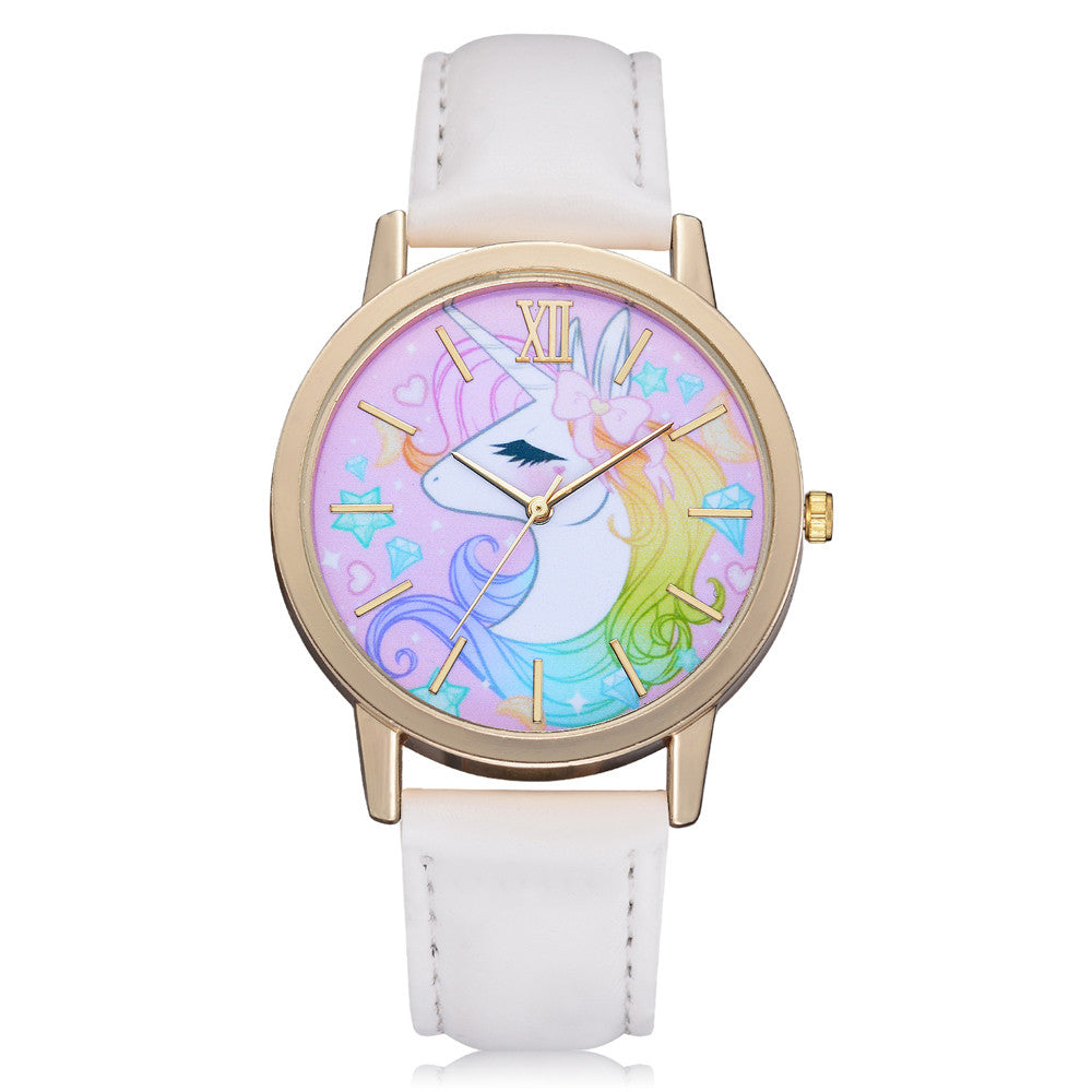 Local Store Fashion Cute Animal Kids Girls Leather Band Analog Alloy Quartz Watch